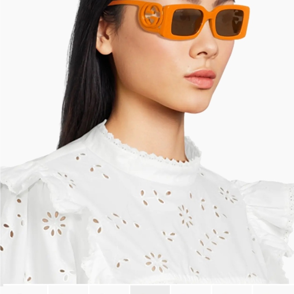 Gucci Vibrant Orange Rectangular Sunglasses - image 4